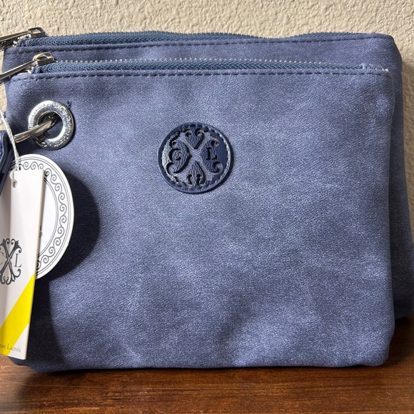 CXL by Christian Lacroix NWT Wristlet Duo Indigo Denim Look Faux Leather - Picture 2 of 12